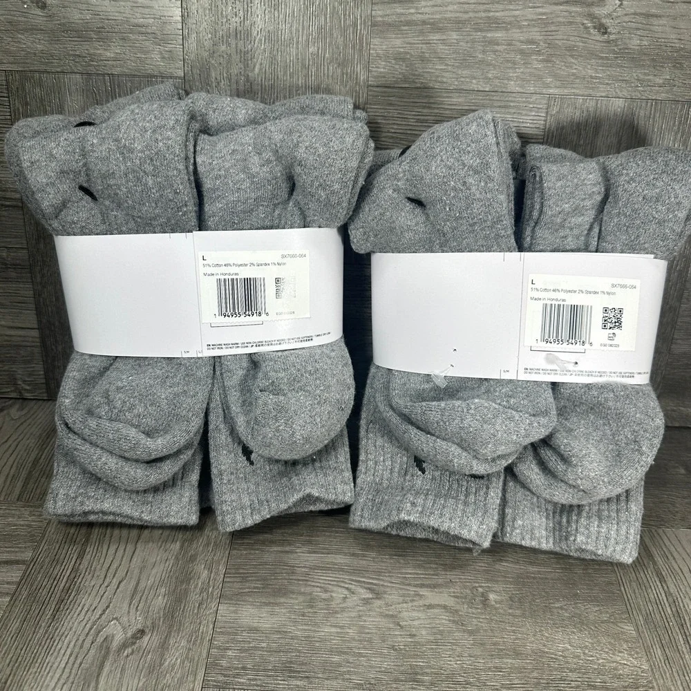 Nike Everyday Cushioned Crew Socks Mens 8-12 Gray 12 Pairs SX7666-064 NEW